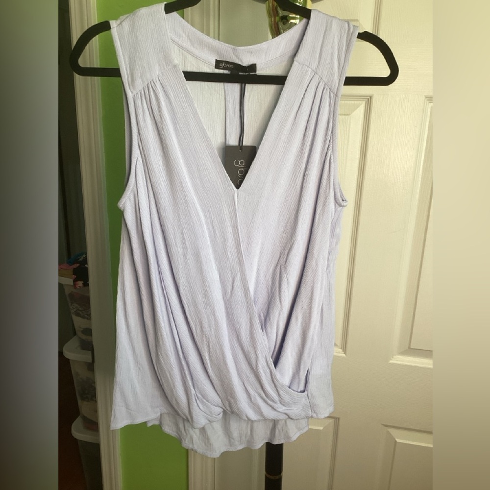 SALE - Gibson Light Blue Sleeveless Faux Wrap Top, size XXS NWT